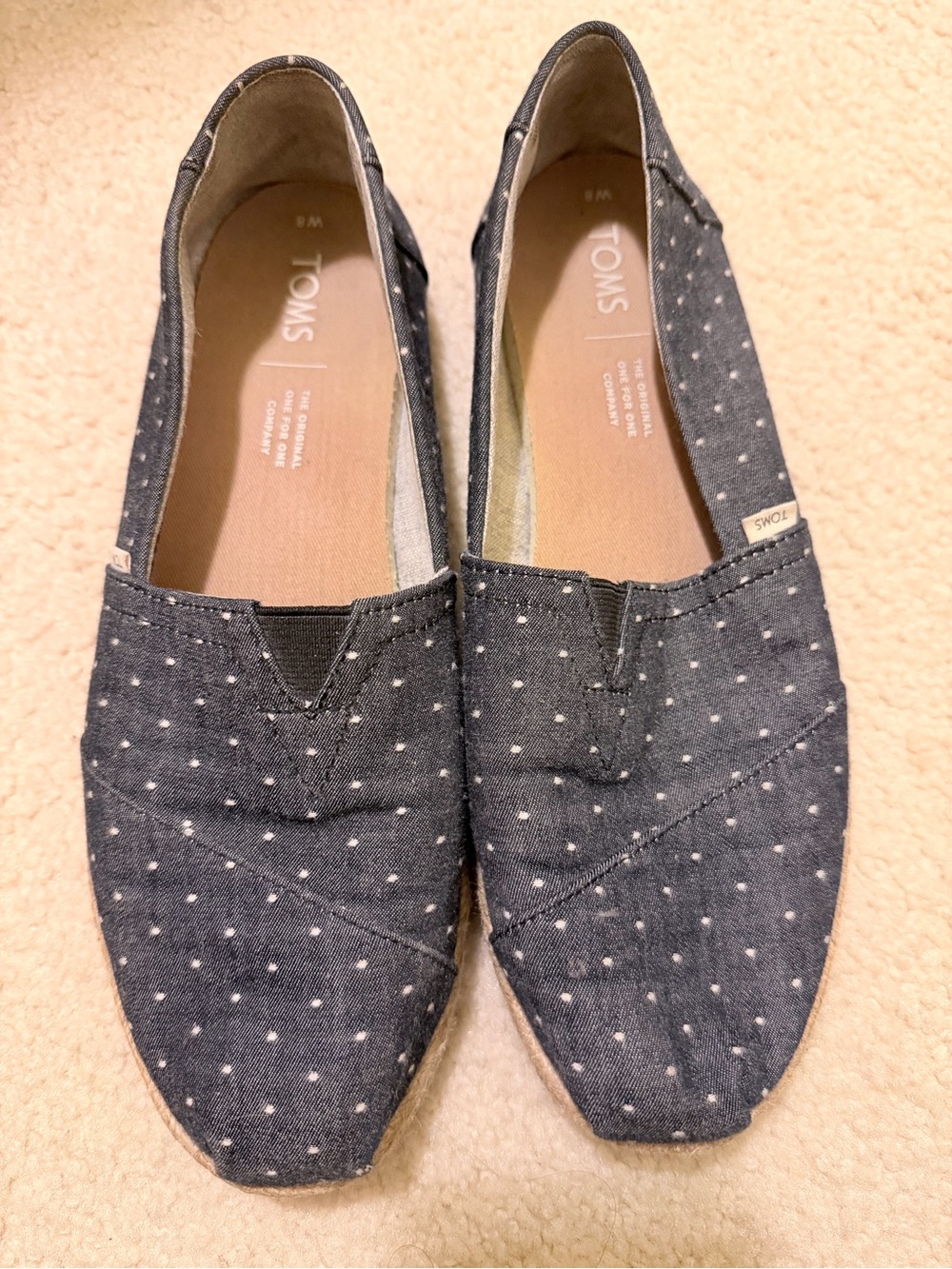 TOMS Women's size 8 M - Navy Polka Dot Classic Slip-On Shoes